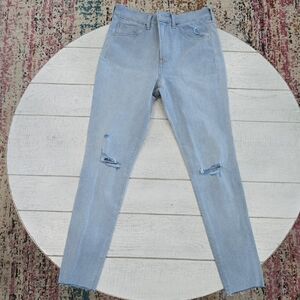 Express Light Blue Ripped Skinny Jeans